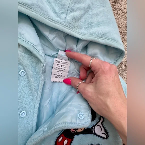 2011 Disney Mickey Mouse Hooded Fleece Snowsuit 3 Months - Picture 5 of 8